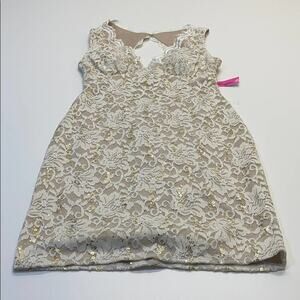 MORGAN Juniors 9/10 Ivory / Nude Lace Sequin Dress
